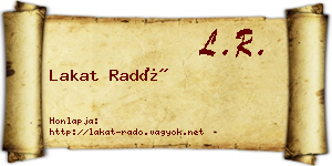 Lakat Radó névjegykártya